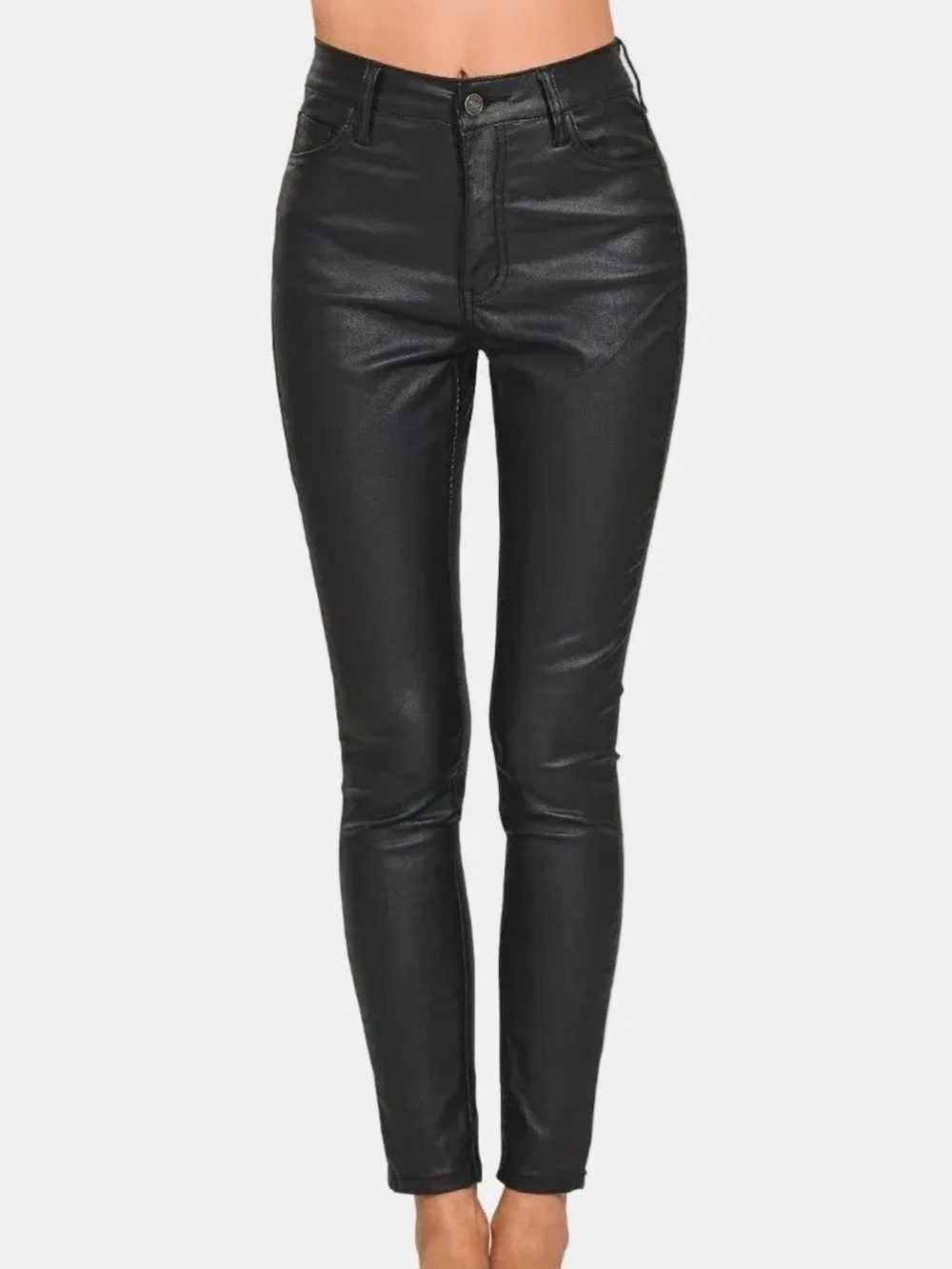 Zenana Outfitters Black Coated Skinny Jeans - Women